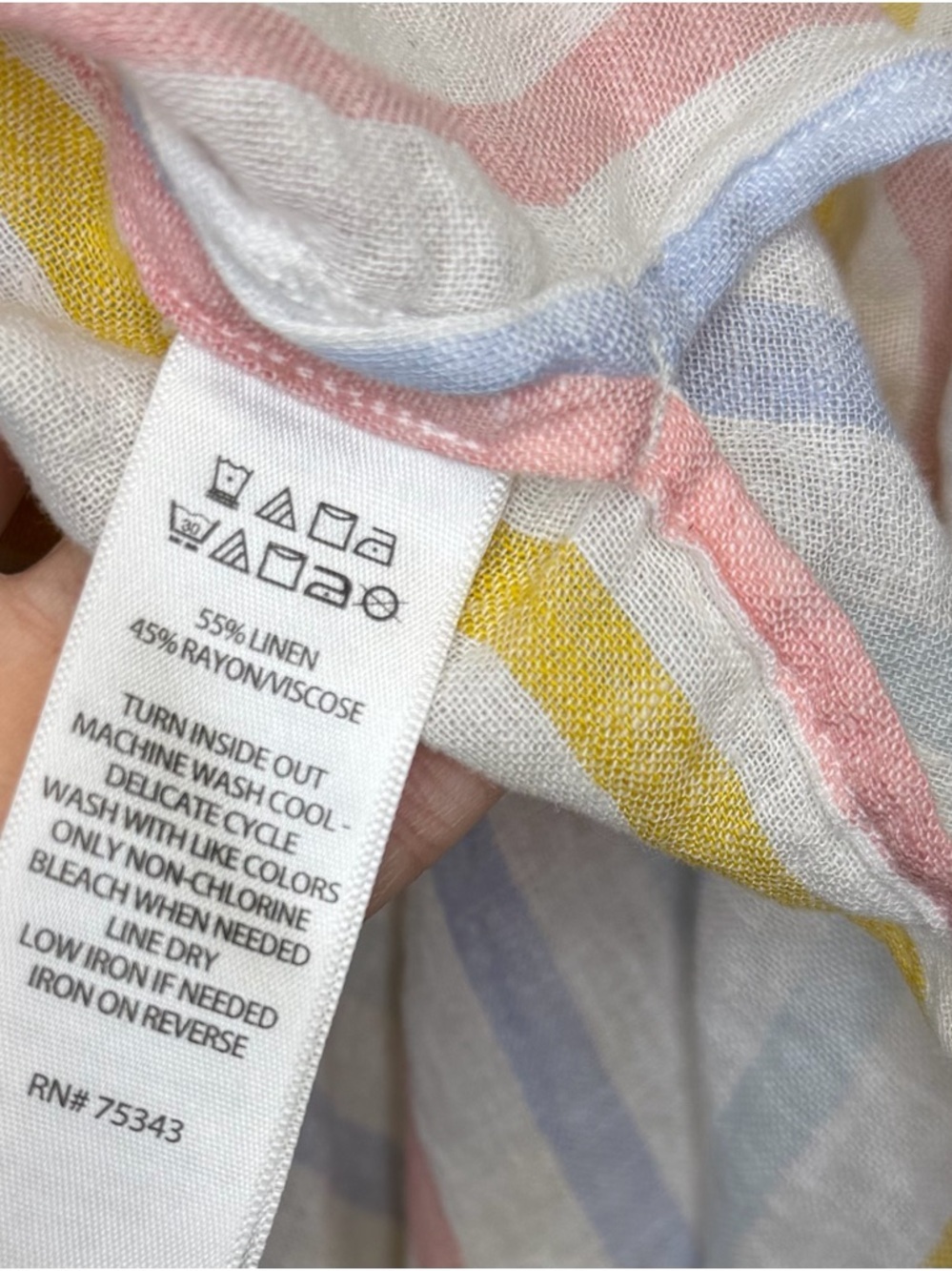 C&C California Rainbow Striped Linen Sleeveless Swim Coverup One Size - Picture 4 of 5